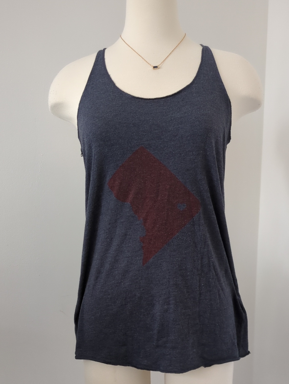 LF Navy Blue Washington D.C. Racerback Tank with Maroon Graphic